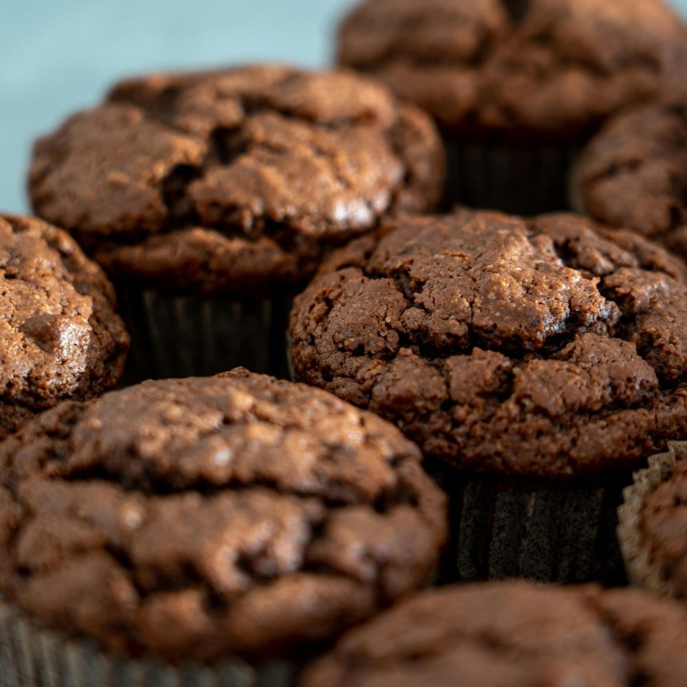 Delicious homemade chocolate muffins perfect for breakfast or a sweet snack.